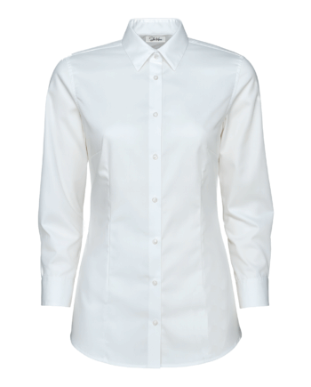 Cămașă damă “Ema” Croială Clasică – 3/4 Alb – Popelin