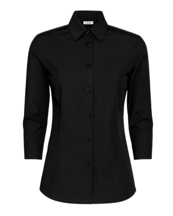 Cămașă damă “Ema” Croială Clasică – 3/4 Negru – Popelin