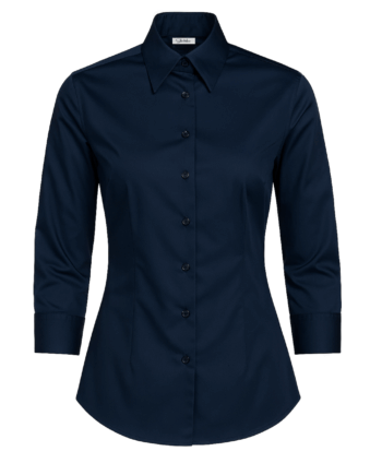 Cămașă damă “Eva” – 3/4 Albastru inchis – Popelin